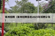 莱州招聘（莱州招聘信息2025年招聘公告）