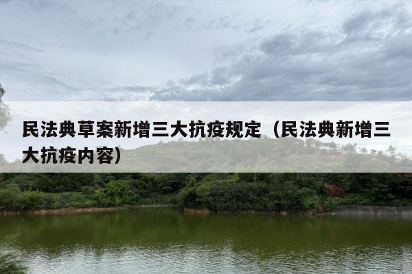 民法典草案新增三大抗疫规定（民法典新增三大抗疫内容）