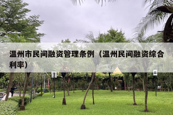 温州市民间融资管理条例（温州民间融资综合利率）